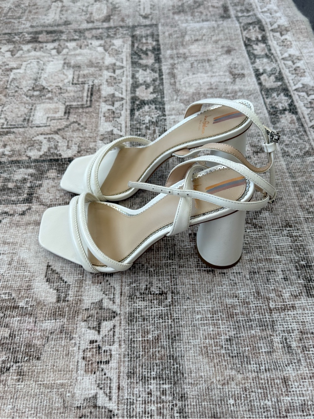 White Strappy Block Heel Sandals - Women